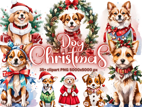36 Christmas Dogs Sublimation Clipart Review
