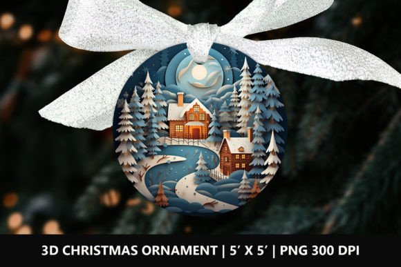 3D Christmas Round Ornament PNG for Modern Illustrations