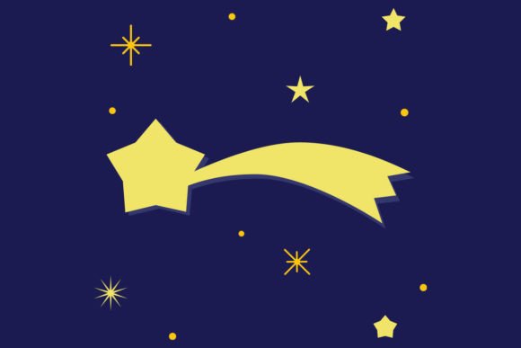 Big Christmas Star with Night Starry Sky for Illustrations