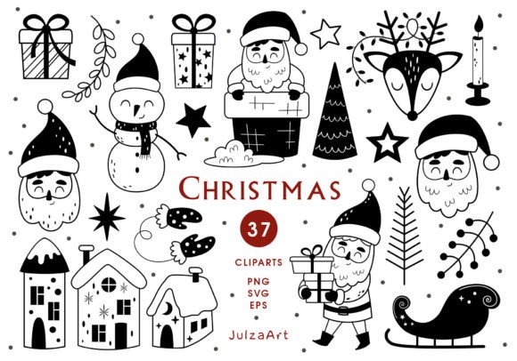 Black and White Christmas Clipart: A Review for Modern Illustrations