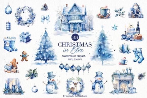 Blue Christmas Watercolor Clipart Png: A Review for Illustrations