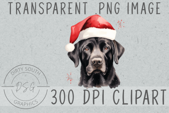 Christmas Black Lab Dog Illustrations for Handmade Creators