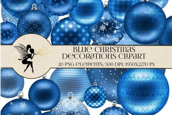 Christmas Blue Balls Clipart, 20 Baubles Illustrations Review