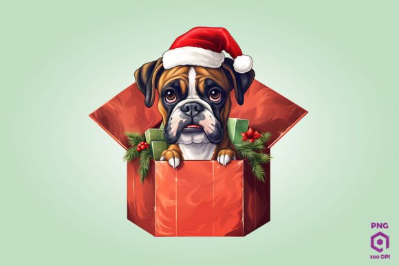 Christmas Boxer Dog Gift Box: Festive Illustrations for Crafters