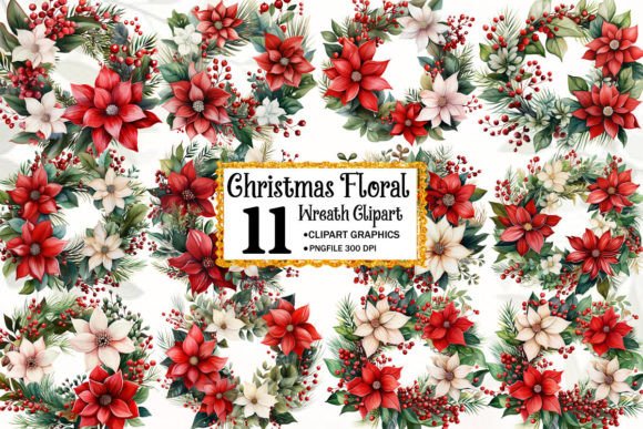 Christmas Floral Wreath Clipart Review