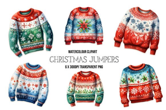 Christmas Jumper Watercolour Clipart for Modern Illustrations