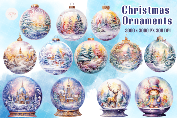 Christmas Ornaments Sublimation Clipart for Illustrations