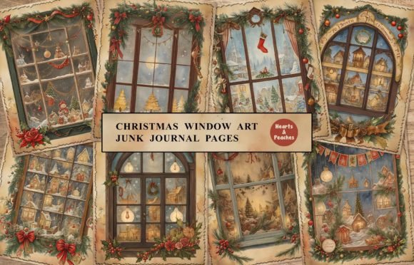 Christmas Window Art: Junk Journal Pages Embroidery Review