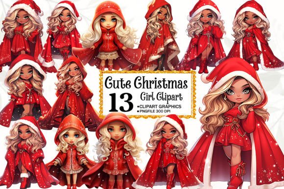 Cute Christmas Girl Clipart Review for Embroidery