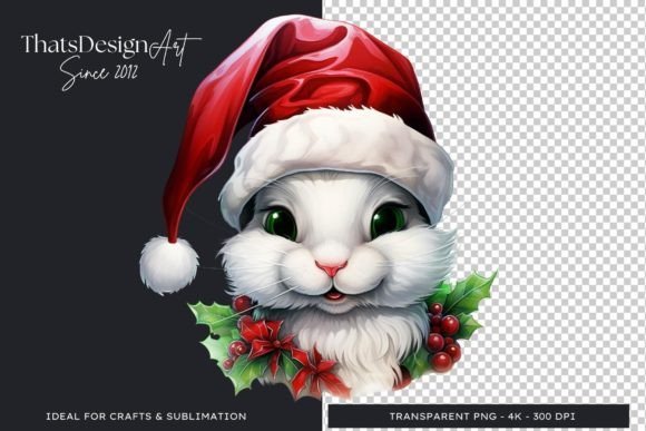 Cute Rabbit Christmas Animal Clipart for Holiday Illustrations