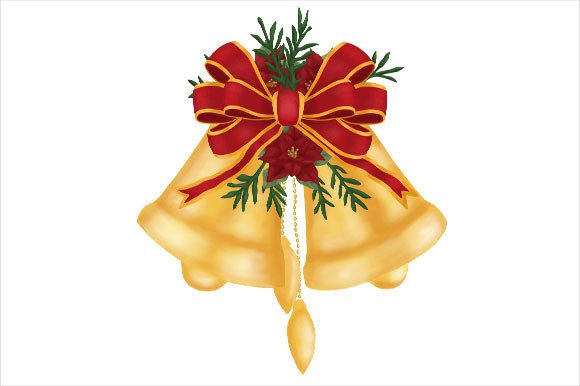 Golden Christmas Bells Decoration Illustrations for Crafters
