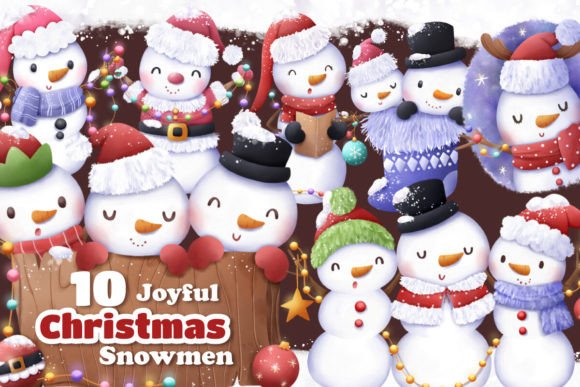Joyful Christmas Snowmen Collection for Illustrations