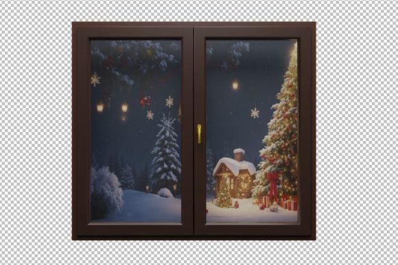 Mockup of a Window - Christmas in Illustrations