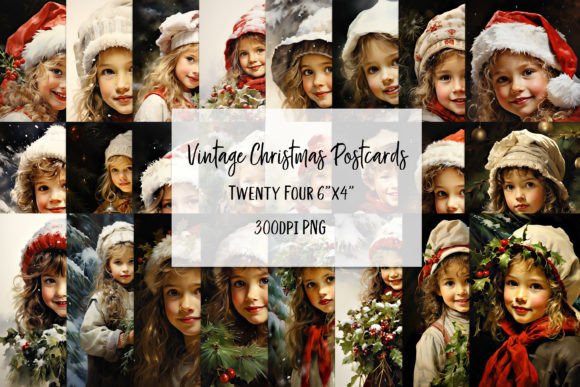 Vintage Children at Christmas Postcards and Illustrations