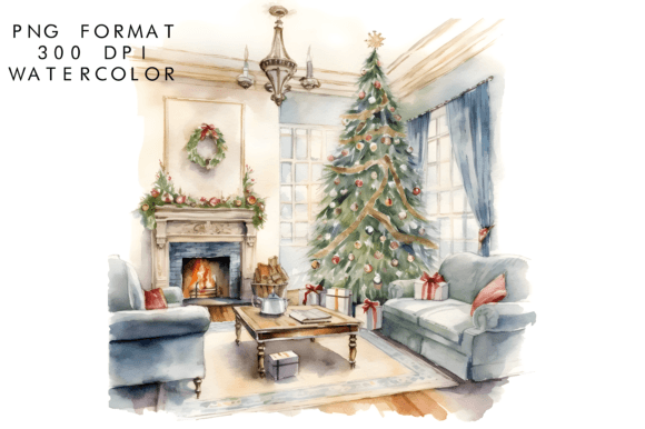 Watercolor Cozy Christmas House Illustrations Review